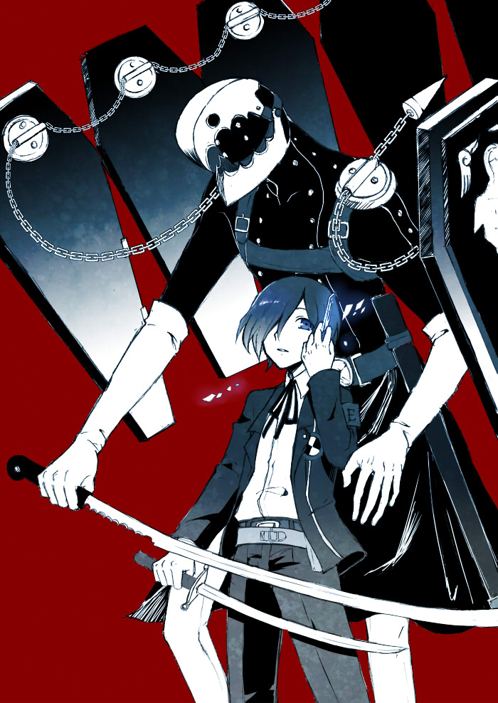 yuuki makoto and thanatos (persona and 1 more) drawn by mado_(view85)