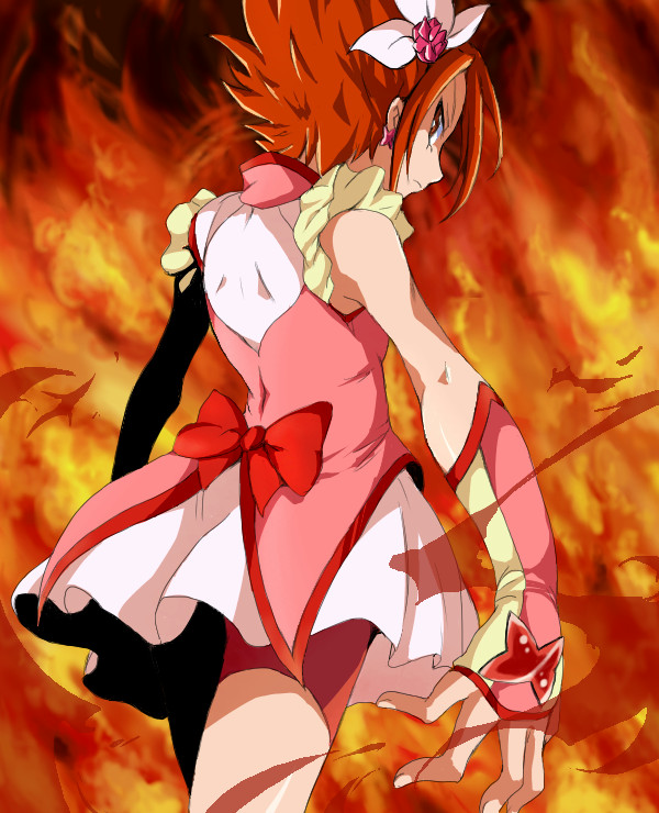 natsuki rin and cure rouge (precure and 2 more) drawn by uraki
