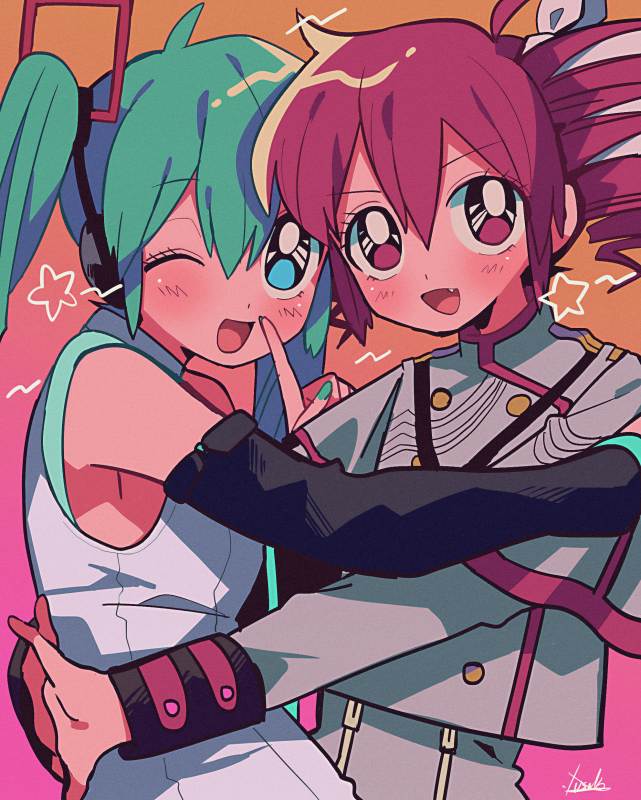 hatsune miku and kasane teto (vocaloid and 2 more) drawn by yuusuke-kun