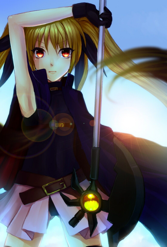 fate testarossa and bardiche (lyrical nanoha and 2 more) drawn by reniirean