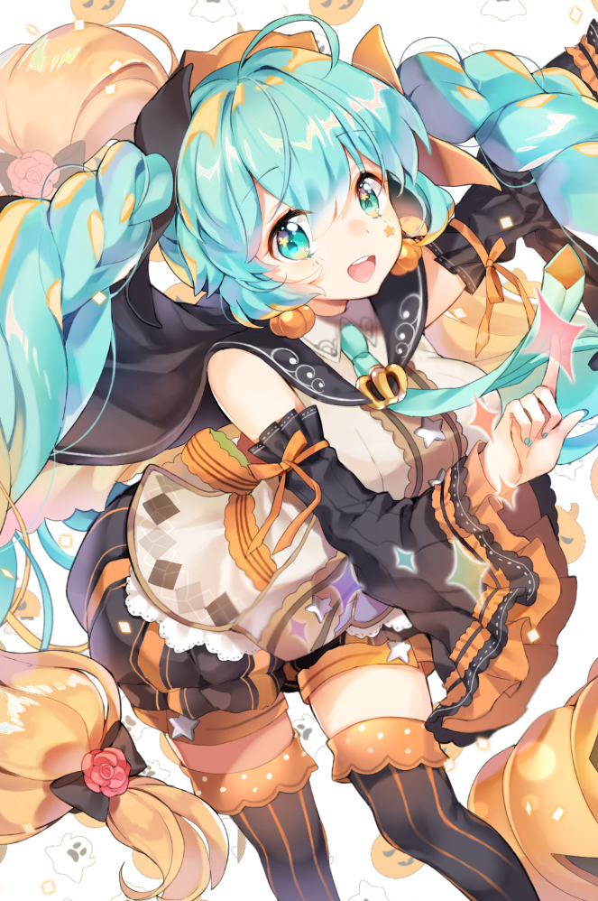 hatsune miku and trick or miku (vocaloid) drawn by pingo