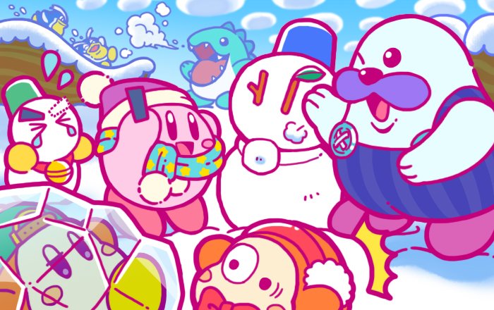 kirby, waddle dee, chilly, reporter waddle dee, camera waddle dee, and 3 more (kirby)
