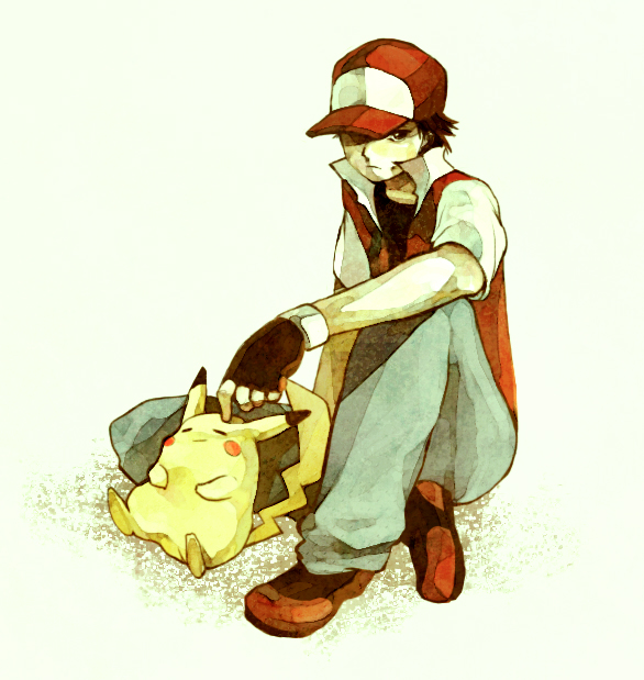 pikachu and red (pokemon and 2 more) drawn by champi