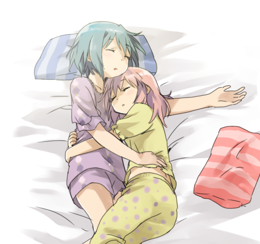 kaname madoka and miki sayaka (mahou shoujo madoka magica) drawn by yoplait