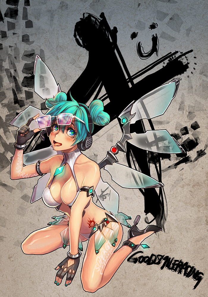 hatsune miku and racing miku (vocaloid and 2 more) drawn by noixen