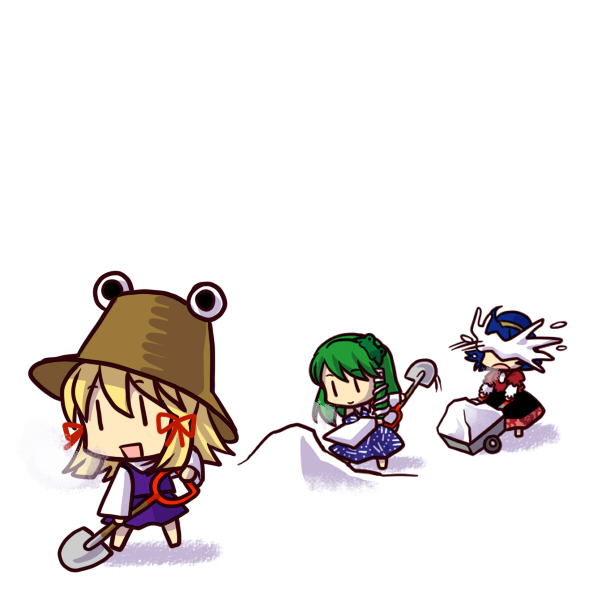 kochiya sanae, moriya suwako, and yasaka kanako (touhou) drawn by socha