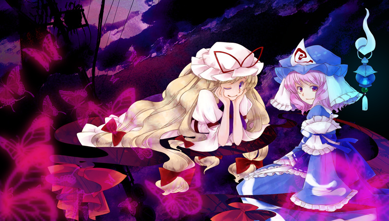 yakumo yukari and saigyouji yuyuko (touhou) drawn by nishino_miyuki
