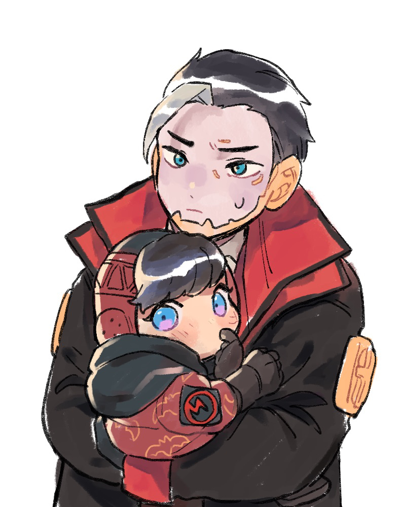 wattson, crypto, winged menace wattson, and deadly byte crypto (apex legends) drawn by husagin