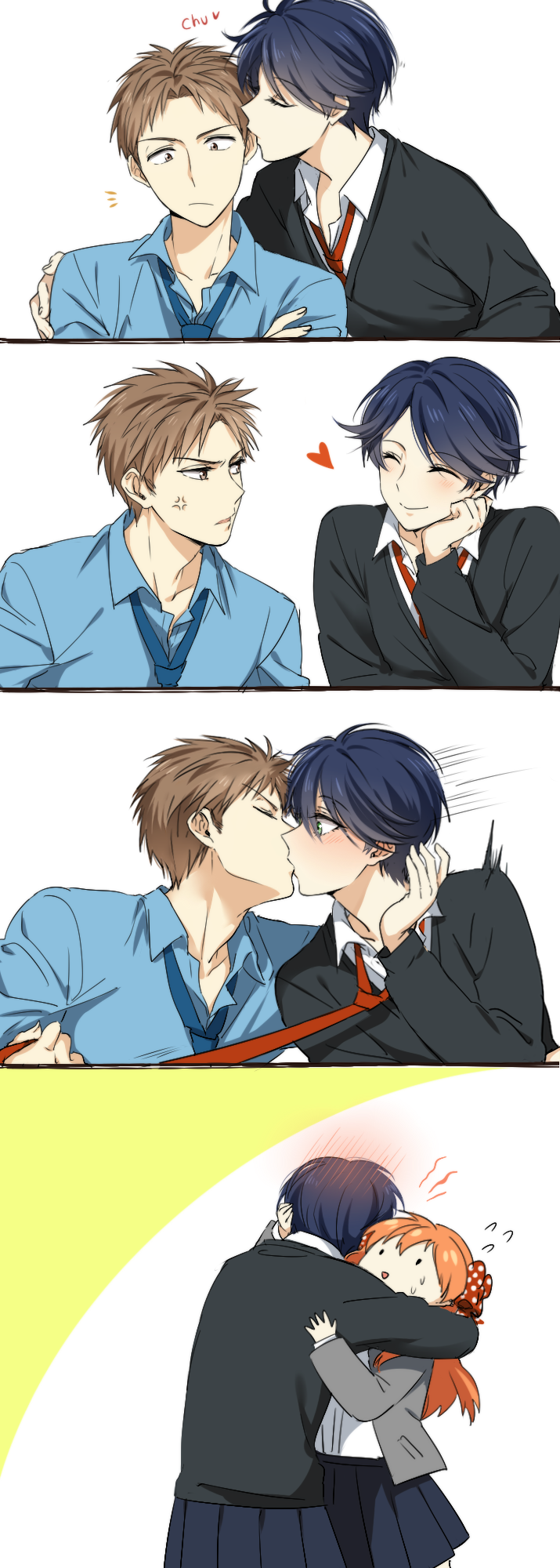 sakura chiyo, kashima yuu, and hori masayuki (gekkan shoujo nozaki-kun) drawn by mery_(yangmalgage)
