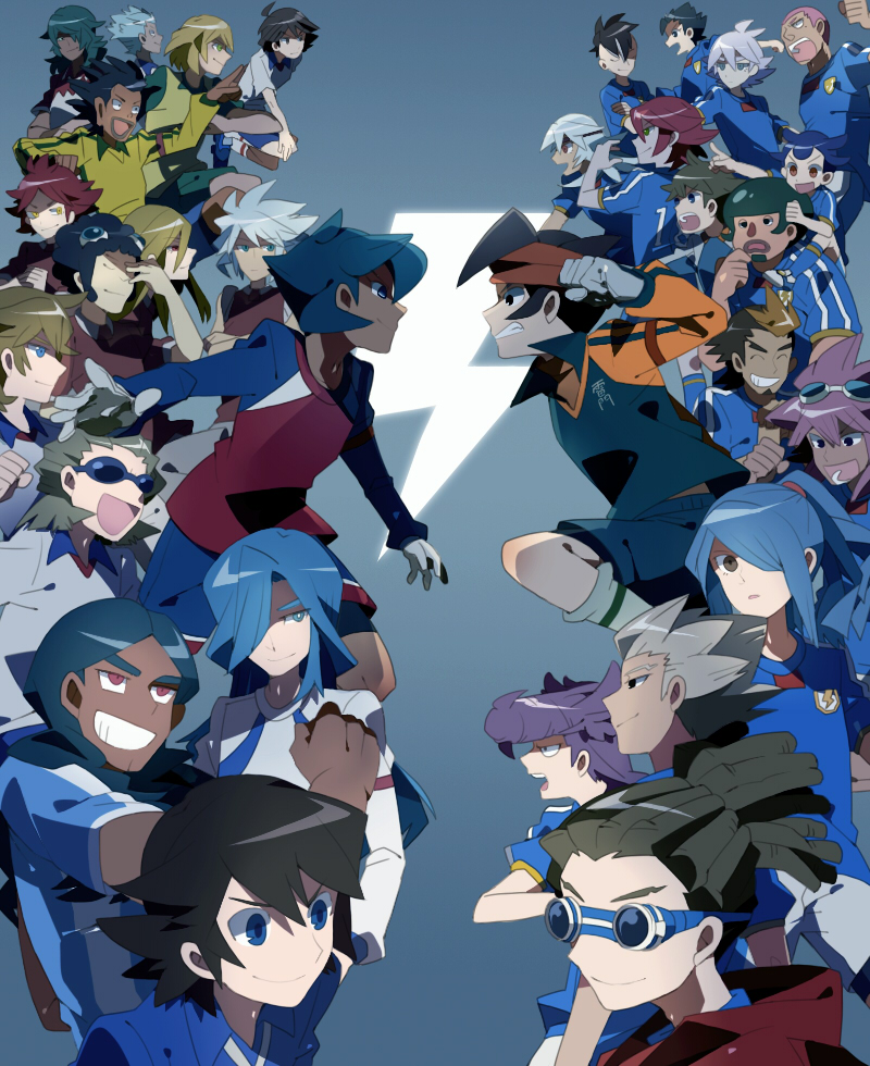 kazemaru ichirouta, afuro terumi, endou mamoru, kiyama hiroto, fubuki shirou, and 26 more (inazuma eleven) drawn by morinaga777