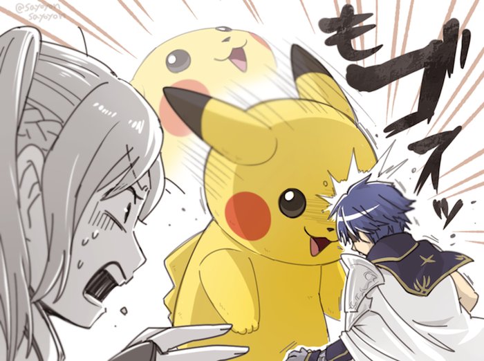 pikachu, female robin, and chrom (pokemon and 3 more) drawn by sayoyonsayoyo