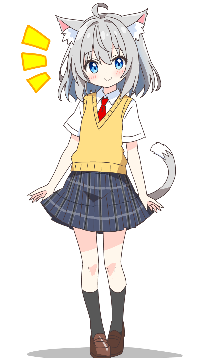 grey-haired cat girl (original) drawn by kotatsu-mazoku