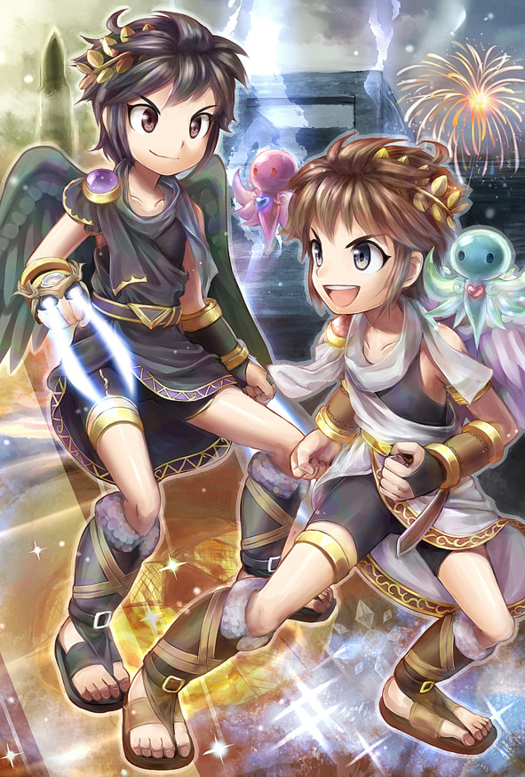 pit and dark pit (kid icarus and 1 more) drawn by azumi_(tks-sd)