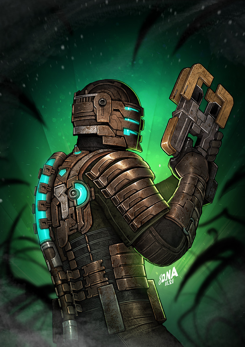 isaac clarke (dead space and 3 more) drawn by david_nakayama