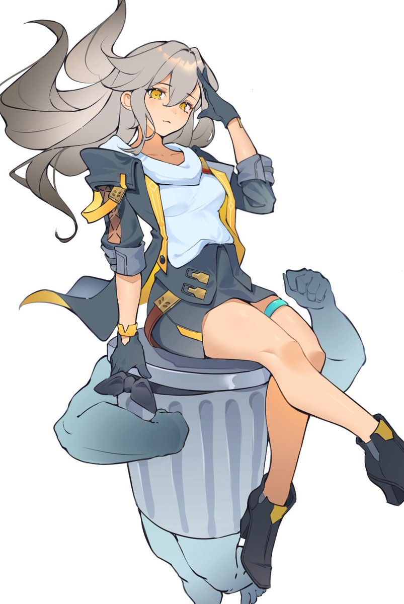 trailblazer, stelle, and lordly trashcan (honkai and 1 more) drawn by bea_lenoir