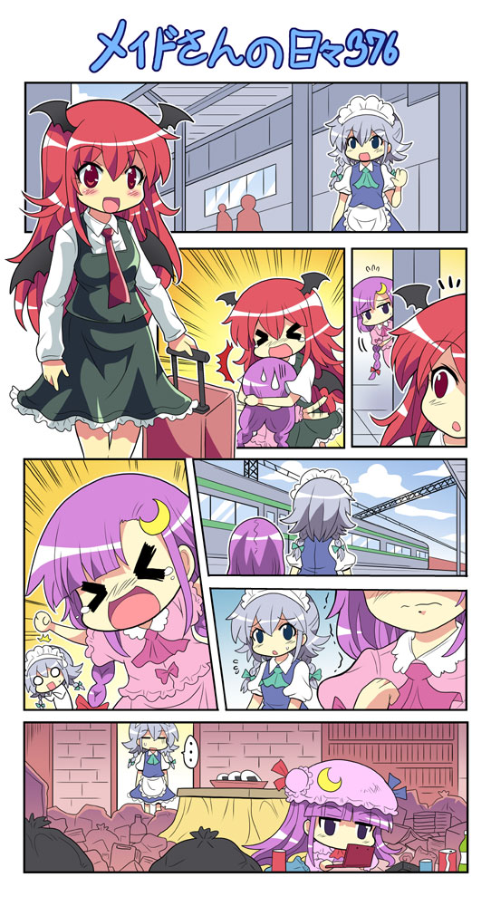 izayoi sakuya, patchouli knowledge, and koakuma (touhou) drawn by colonel_aki