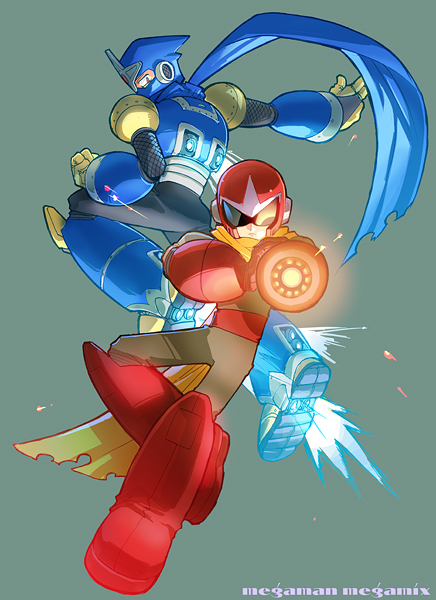 proto man and shadow man (mega man and 2 more) drawn by miyako_nagi