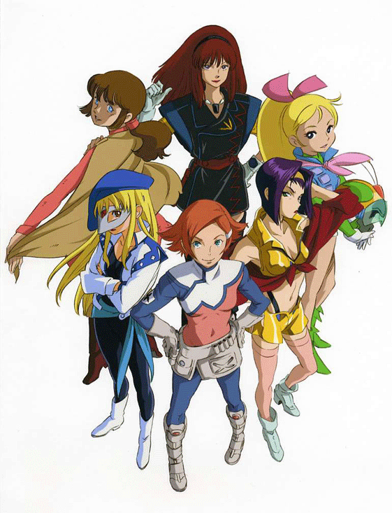 faye valentine, gaw ha leecee, sara kodama, kamikita keiko, vega, and 1 more (cowboy bebop and 5 more) drawn by yoshida_ken'ichi