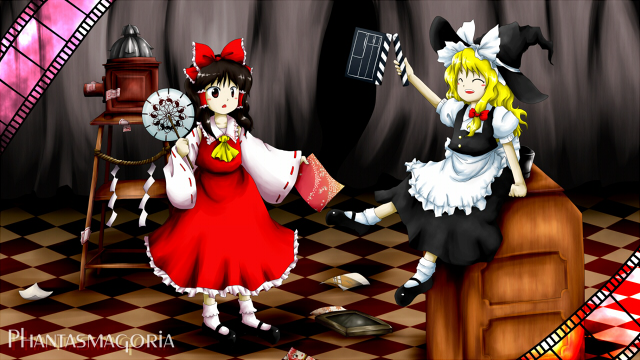 hakurei reimu, kirisame marisa, and ibaraki kasen (touhou) drawn by huyusilver