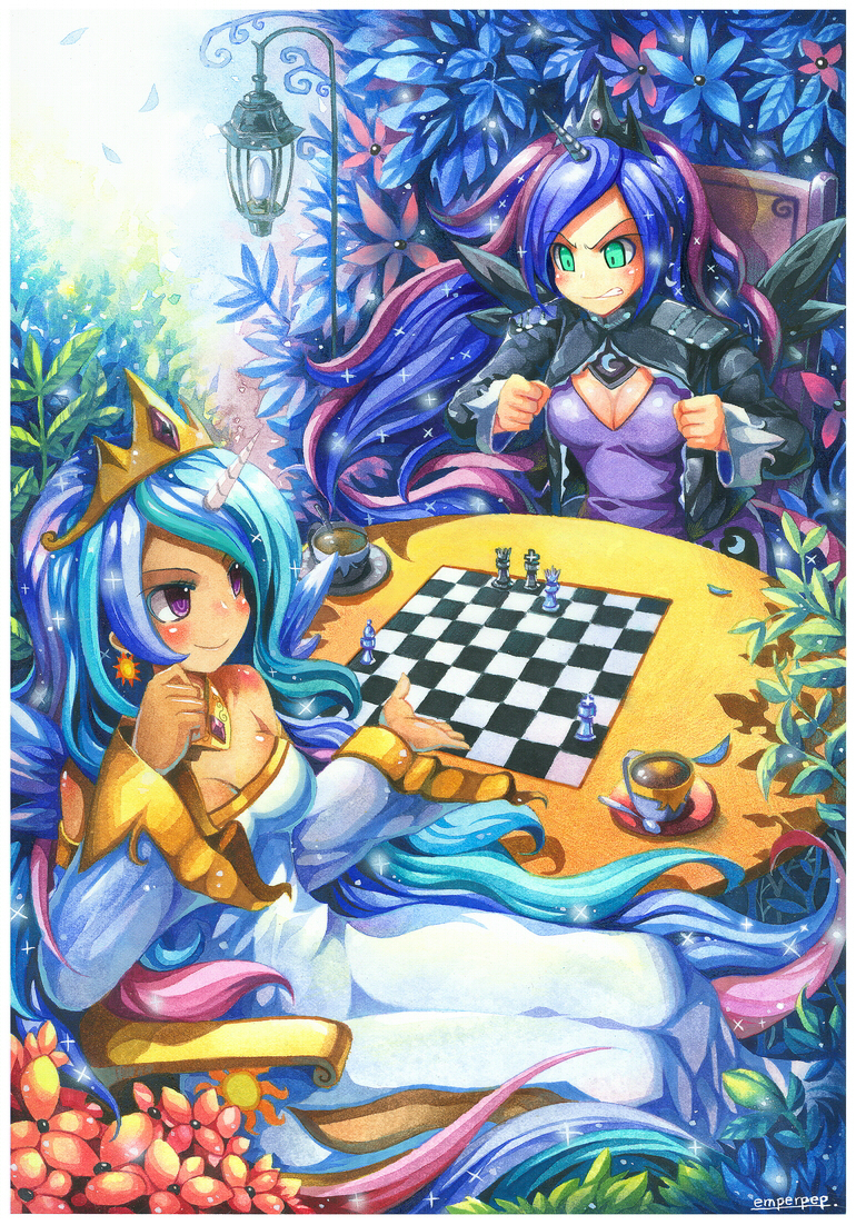 princess luna and princess celestia (my little pony and 1 more) drawn by emperpep