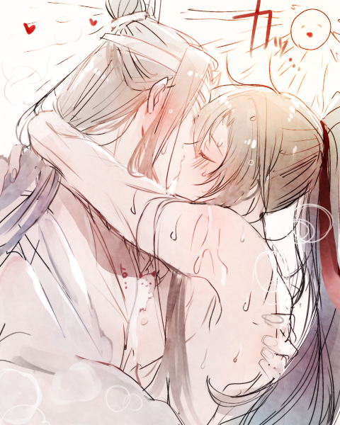 wei wuxian and lan wangji (modao zushi) drawn by rakkyhappy
