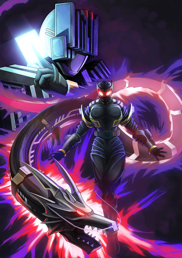 kamen rider diend, kamen rider ryuga, and dragblacker (kamen rider and 2 more) drawn by hokuto_(hokuto_pk)