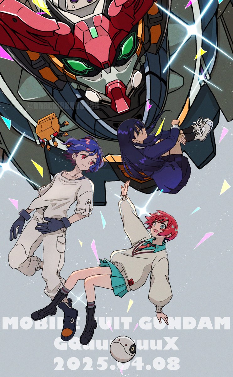 amate yuzuriha, haro, shuji ito, nyaan, conch, and 1 more (gundam and 1 more) drawn by bhachi88888888