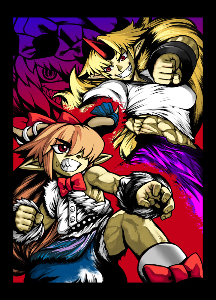 ibuki suika and hoshiguma yuugi (touhou) drawn by alexander_(artist)