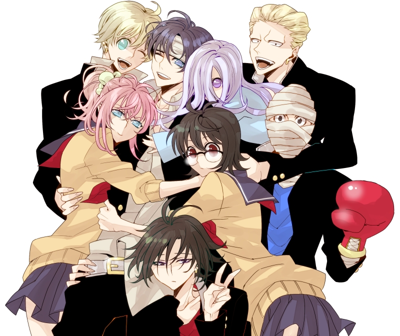 chrollo lucilfer, shizuku murasaki, machi komacine, feitan portor, shalnark, and 3 more (hunter x hunter) drawn by hinomaru_(lucnana)