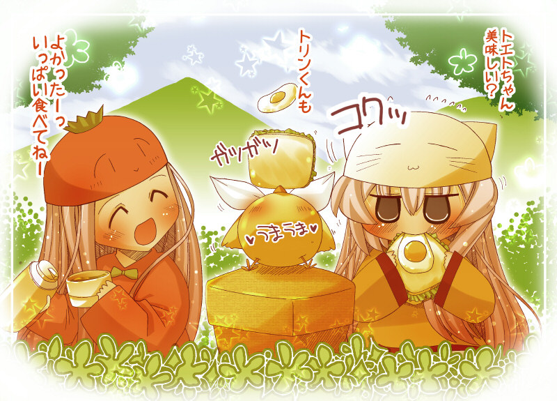 kagamine rin and megurine luka (vocaloid and 2 more) drawn by wada_kenichi