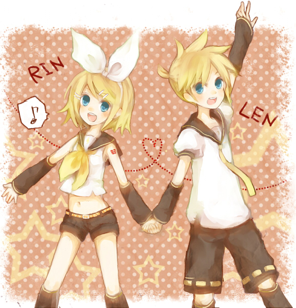 kagamine rin and kagamine len (vocaloid) drawn by mikanniro