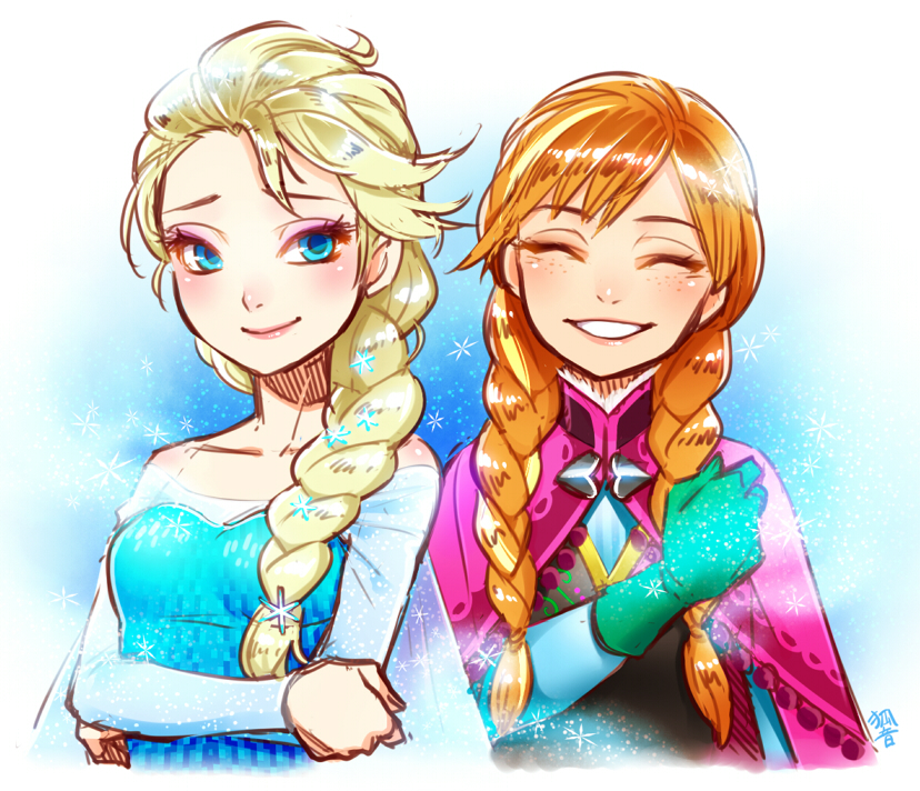 elsa and anna (frozen) drawn by ko-on_(ningen_zoo) | Danbooru