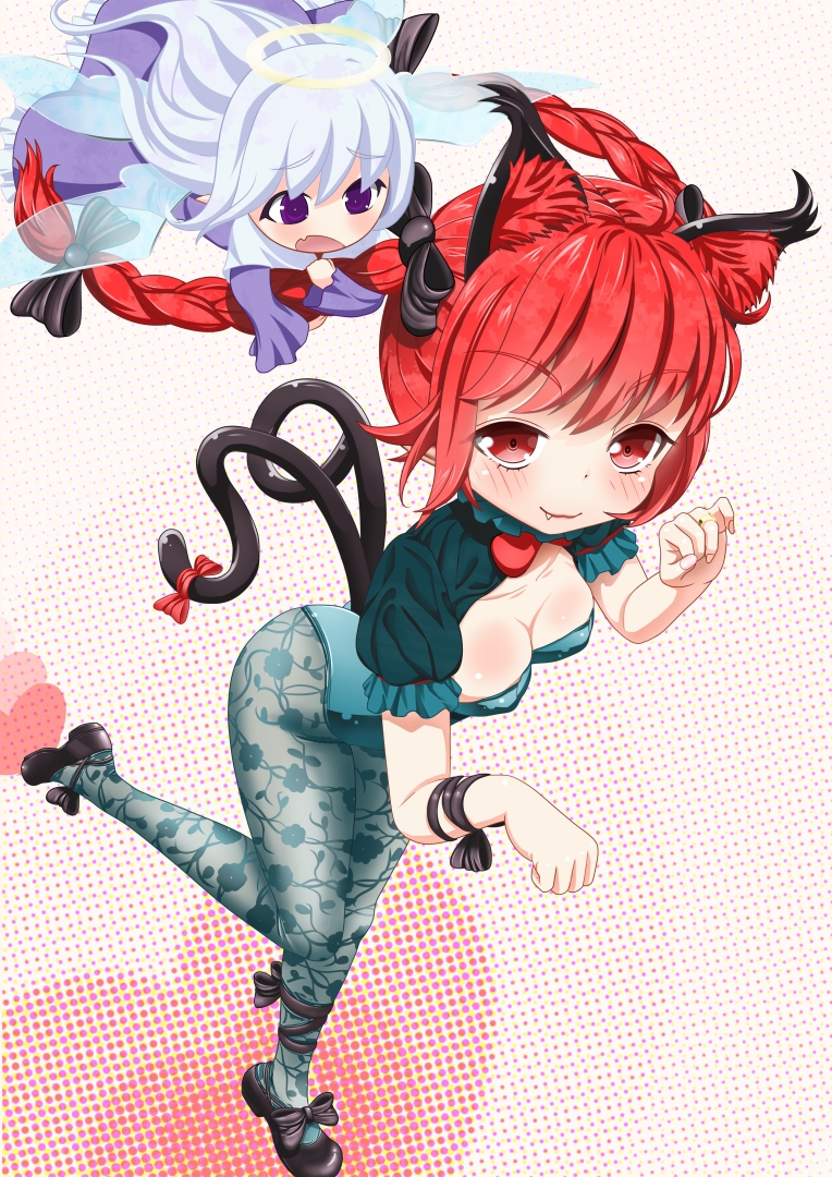 kaenbyou rin and zombie fairy (touhou) drawn by jixing_renou