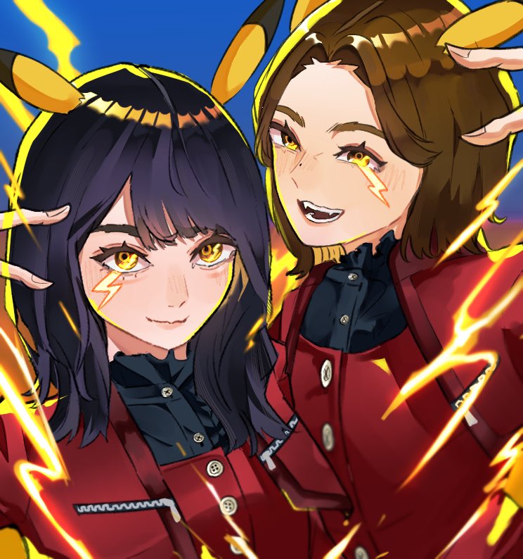 pikachu, morita hikaru, and matsuda rina (pokemon and 2 more) drawn by ogugusan