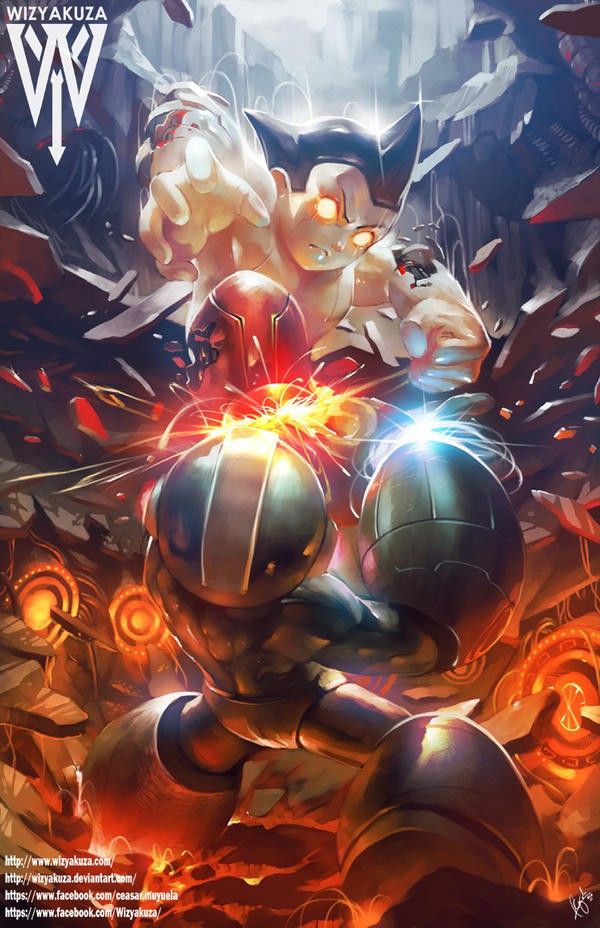 mega man and atom (mega man and 1 more) drawn by wizyakuza