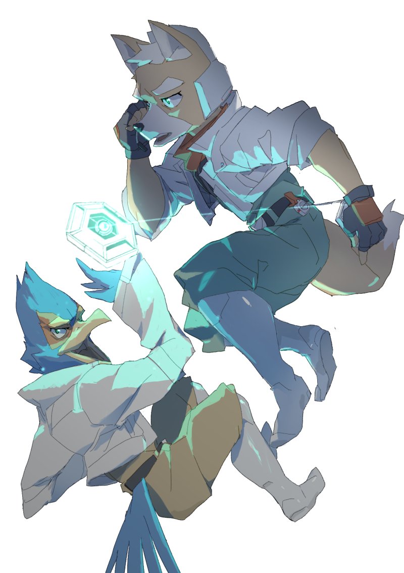 fox mccloud and falco lombardi (super smash bros. and 1 more) drawn by layeyes