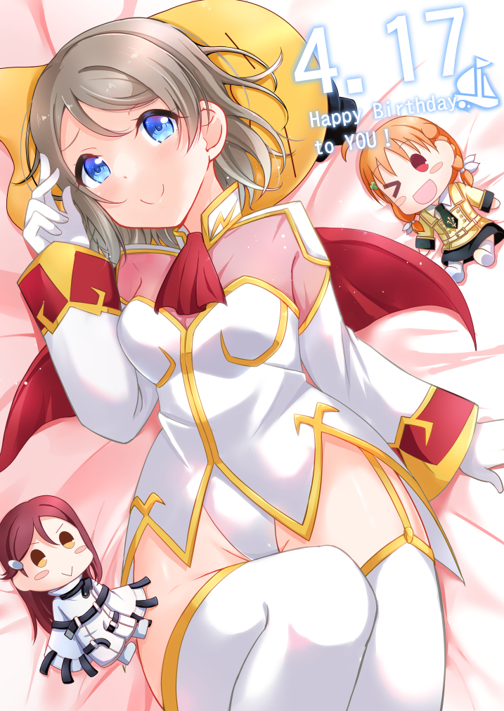 watanabe you, c.c., sakurauchi riko, takami chika, and cheese-kun (love live! and 3 more) drawn by kurose_yuuki