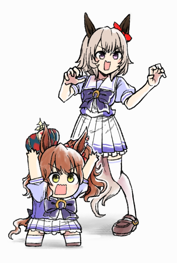 curren chan and aston machan (umamusume) drawn by hidori_neko_(scarlet_cat_all)