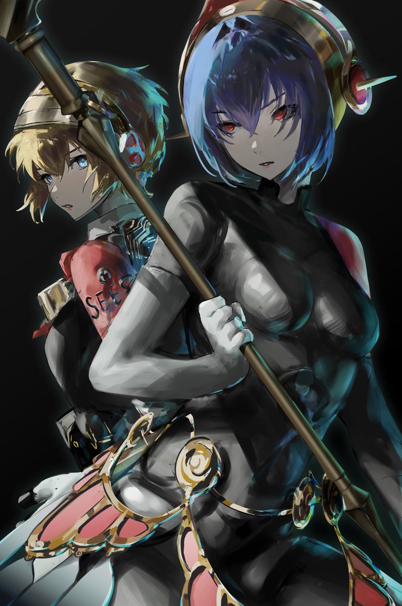 aigis and metis (persona and 3 more) drawn by k1kiwa