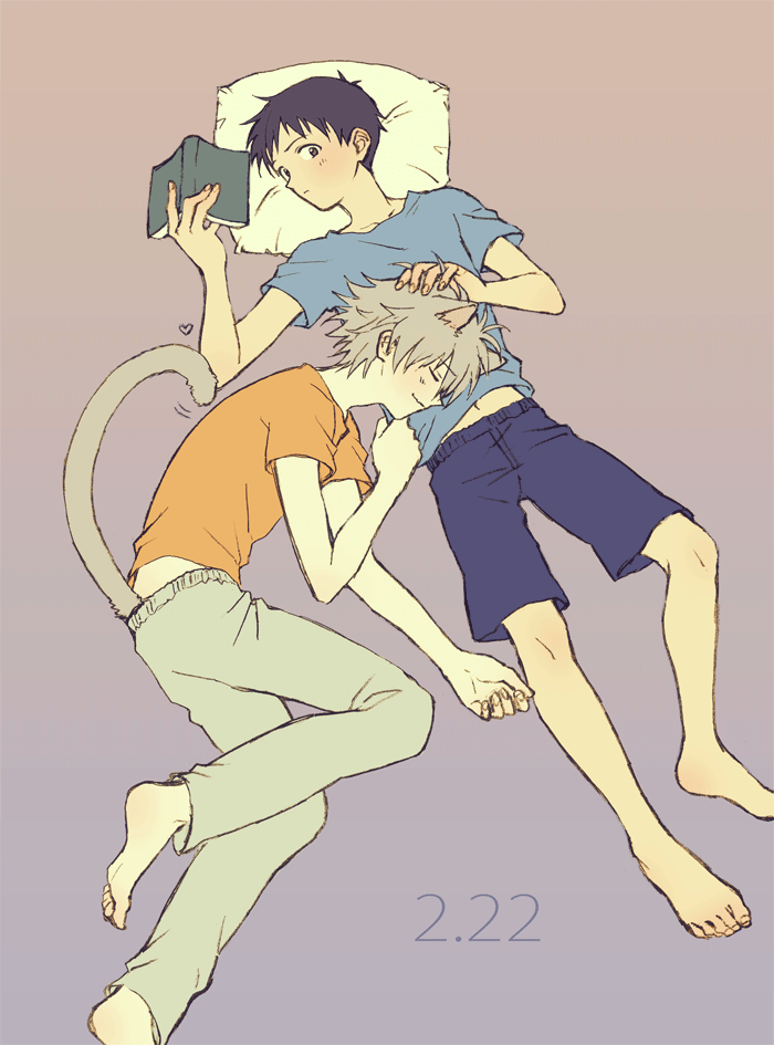 ikari shinji and nagisa kaworu (neon genesis evangelion) drawn by karimero_(calimer0)