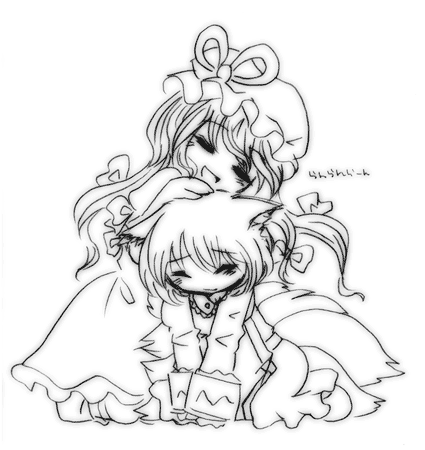 yakumo yukari and yakumo ran (touhou) drawn by kaze_tsuki