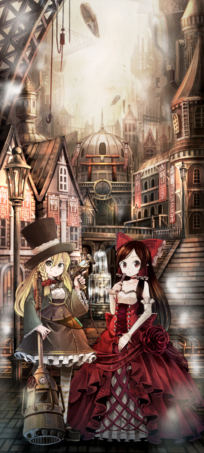 hakurei reimu and kirisame marisa (touhou) drawn by aoi_kujira