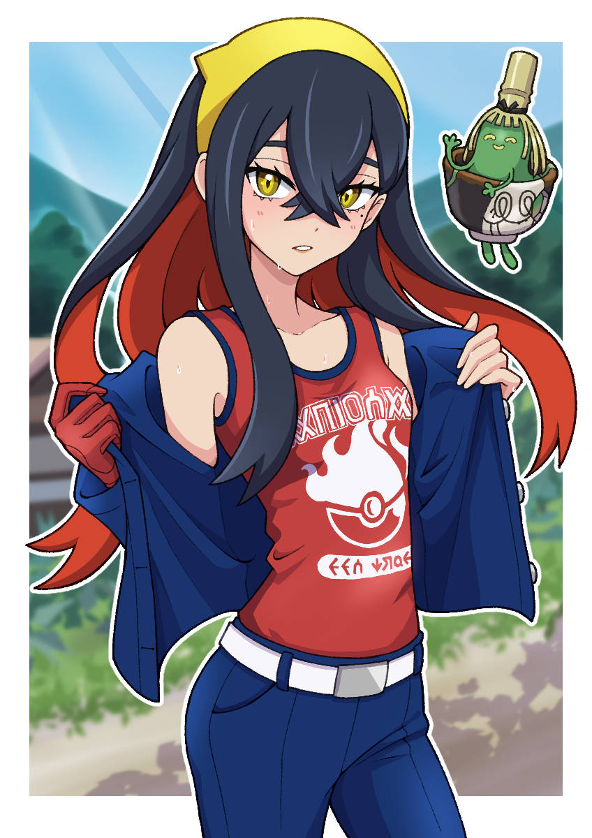 carmine and sinistcha (pokemon and 1 more) drawn by yuu_(jgvj7873)