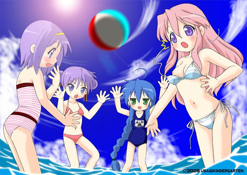 hiiragi kagami, izumi konata, hiiragi tsukasa, and takara miyuki (lucky star) drawn by morino_usagi