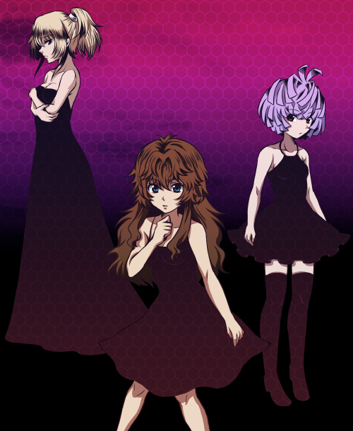 chall acustica, gundam meister 874, and marlene vlady (gundam and 2 more) drawn by kuro_(pizz66)
