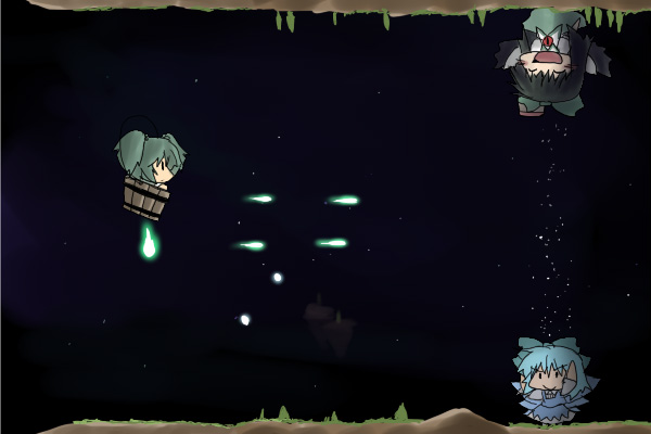 cirno, reiuji utsuho, and kisume (touhou and 1 more) drawn by 216