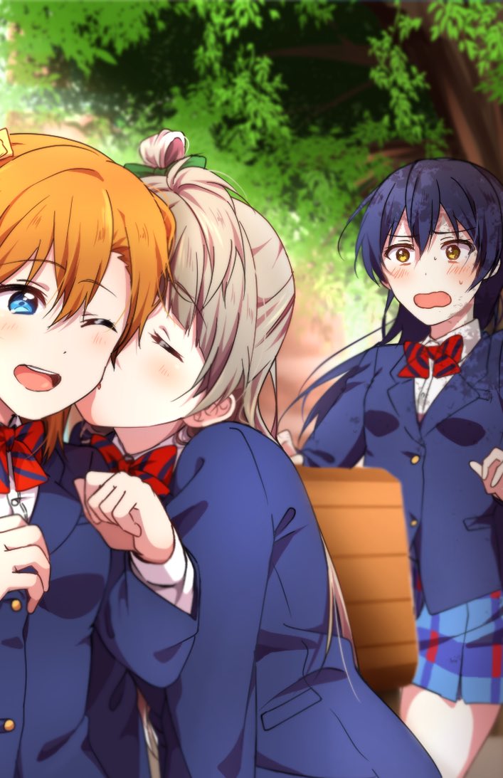 sonoda umi, minami kotori, and kosaka honoka (love live! and 2 more) drawn by ooda_karashi