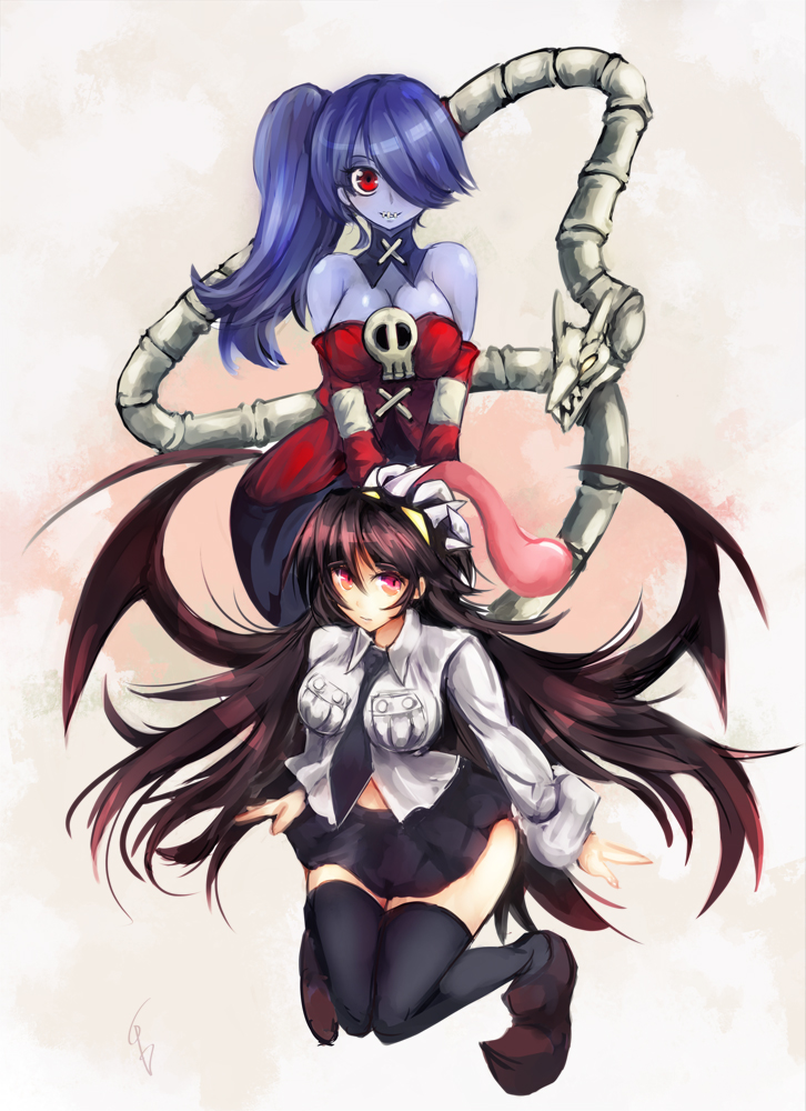 filia, samson, squigly, and leviathan (skullgirls) drawn by dot_heit