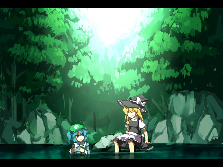 kirisame marisa and kawashiro nitori (touhou) drawn by kitsune_(kazenouta)