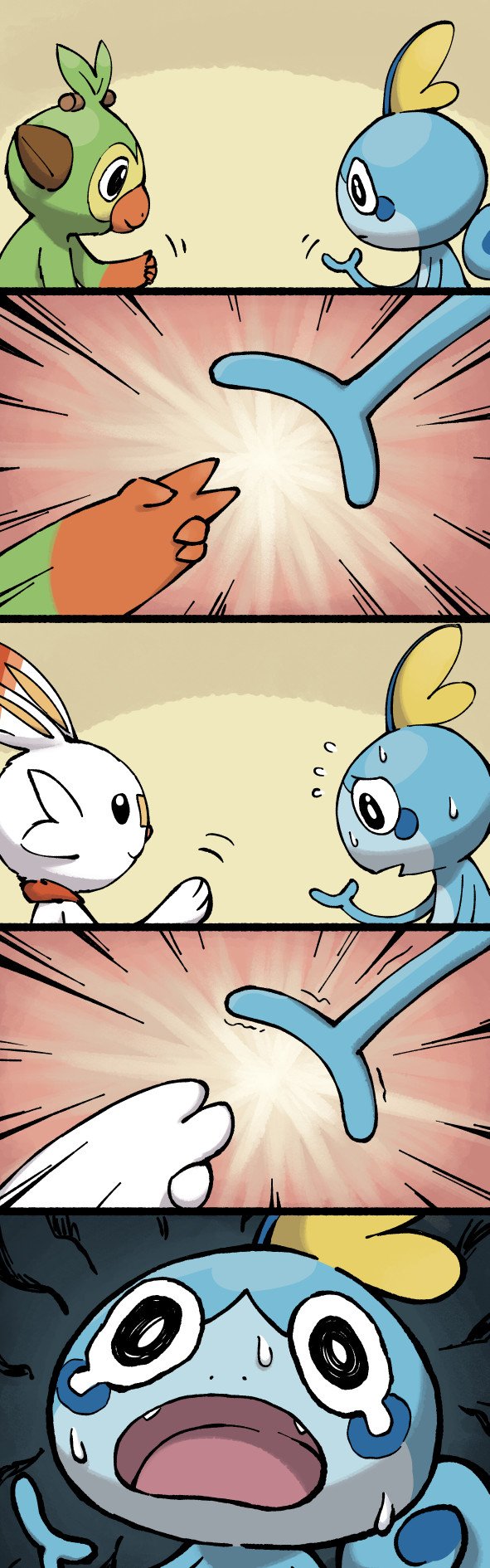 scorbunny, sobble, and grookey (pokemon) drawn by pas_(paxiti)